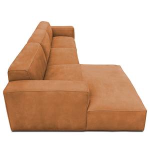 Hoekbank LORALAI met chaise longue Leer Kena: Cognac - Hoek vooraanzicht links