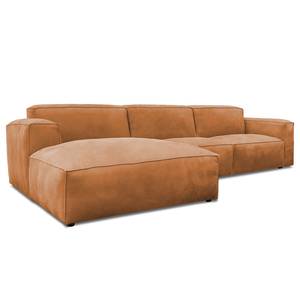 Hoekbank LORALAI met chaise longue Leer Kena: Cognac - Hoek vooraanzicht links