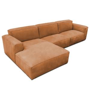 Hoekbank LORALAI met chaise longue Leer Kena: Cognac - Hoek vooraanzicht links