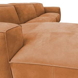 Hoekbank LORALAI met chaise longue Leer Kena: Cognac - Hoek vooraanzicht links