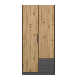 Drehtürenschrank Style Up Eiche Artisan Dekor / Graumetallic - Breite: 90 cm - Ohne Spiegeltür/-en