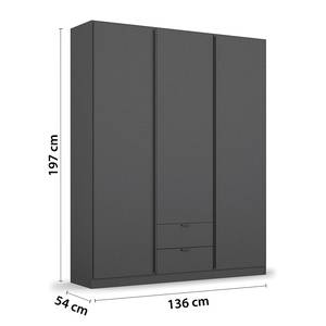 Drehtürenschrank Style Up Graumetallic - Breite: 136 cm - Ohne Spiegeltür/-en