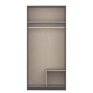 Armoire à portes battantes Style Up Gris métallisé - Largeur : 90 cm - Avec portes miroir