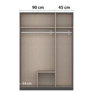 Armoire à portes battantes Style Up Gris métallisé - Largeur : 136 cm - Avec portes miroir