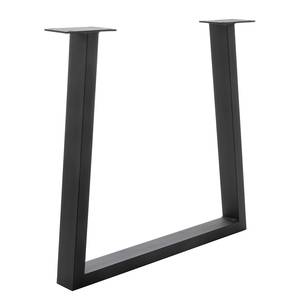 Massiver Esstisch Woodham Eiche massiv / Metall - Eiche / Schwarz - 140 x 90 cm - Trapezförmig