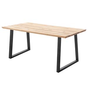 Table en bois massif Woodham Chêne massif / Métal - Chêne / Noir - 160 x 90 cm - Trapézoïdal