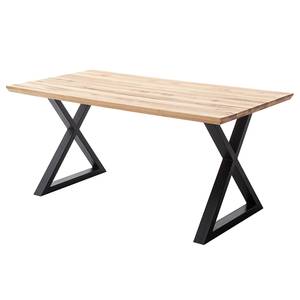 Table en bois massif Woodham Chêne massif / Métal - Chêne / Noir - 160 x 90 cm - Forme en X