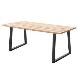 Table en bois massif Woodham Chêne massif / Métal - Chêne / Noir - 180 x 90 cm - Trapézoïdal