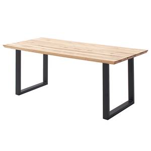 Table en bois massif Woodham Chêne massif / Métal - Chêne / Noir - 180 x 90 cm - Forme en U