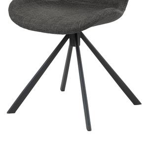 Chaises pivotantes LIVARAS - Lot de 2 Tissu structuré Badia: Anthracite