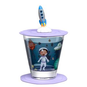 Verres Bambini Avventura - 3 éléments Verre transparent / Silicone - Bleu foncé - Hauteur : 10 cm