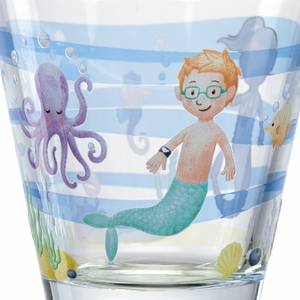 Drinkglas Bambini Avventura set van 3 transparant glas/silicone - Lichtblauw - Hoogte: 10 cm