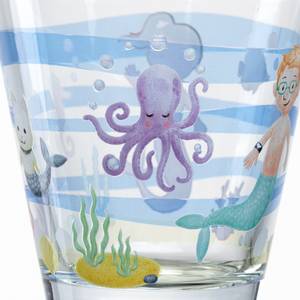 Drinkglas Bambini Avventura set van 3 transparant glas/silicone - Lichtblauw - Hoogte: 10 cm