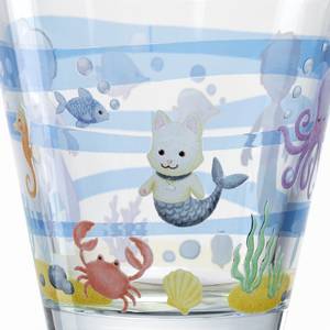 Drinkglas Bambini Avventura set van 3 transparant glas/silicone - Lichtblauw - Hoogte: 10 cm