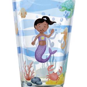 Verres Bambini Avventura - 3 éléments Verre transparent / Silicone - Bleu clair - Hauteur : 14 cm