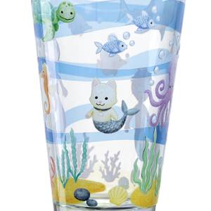 Verres Bambini Avventura - 3 éléments Verre transparent / Silicone - Bleu clair - Hauteur : 14 cm