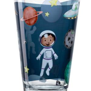 Drinkglas Bambini Avventura set van 3 transparant glas/silicone - Donkerblauw - Hoogte: 14 cm