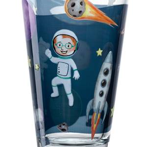 Drinkglas Bambini Avventura set van 3 transparant glas/silicone - Donkerblauw - Hoogte: 14 cm