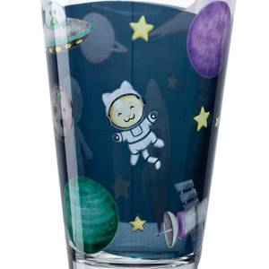 Drinkglas Bambini Avventura set van 3 transparant glas/silicone - Donkerblauw - Hoogte: 14 cm