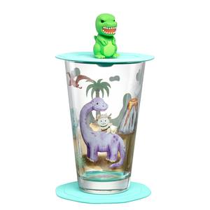 Set di 3 bicchieri Bambini Avventura Vetro trasparente / Silicone - Verde - Altezza: 14 cm