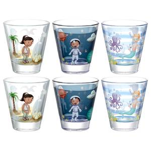Set di 6 bicchieri Bambini Avventura Vetro trasparente - Multicolore - Altezza: 10 cm