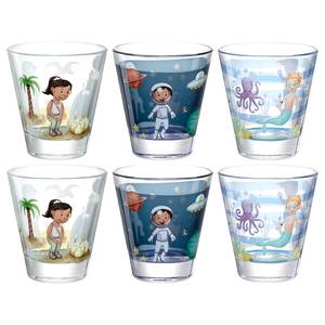 Verres Bambini Avventura - Lot de 6 Verre transparent - Multicolore - Hauteur : 10 cm