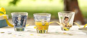 Drinkglas Bambini Avventura set van 6 transparant glas - Meerkleurig - Hoogte: 10 cm