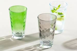 Drinkglas Optic transparant glas - Grijs - Set van 4 - Capaciteit: 0.3 L