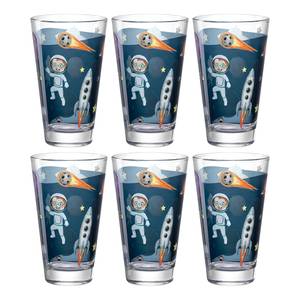 Drinkglas Bambini Avventura set van 6 transparant glas - Donkerblauw - Hoogte: 17 cm