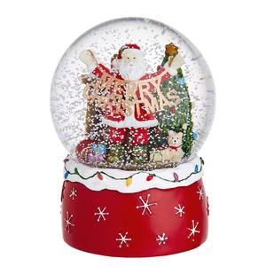 Spieluhr Santa mit Girlande X-MAS Klarglas / Polypropylen - Mehrfarbig