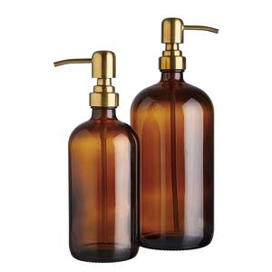 Zeepdispenser SOAP OPERA transparant glas/roestvrij staal - Goud - Hoogte: 26 cm