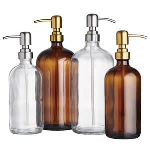 Zeepdispenser SOAP OPERA transparant glas/roestvrij staal - Goud - Hoogte: 26 cm