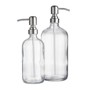 Zeepdispenser SOAP OPERA transparant glas/roestvrij staal - Zilver - Hoogte: 22 cm