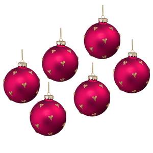 Glaskugel HANG ON mit Herzchen 6er-Set Glas - Rot / Gold