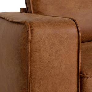 Hoekbank Malebo met chaise longue Textielmix Esha: Cognac - Longchair vooraanzicht rechts