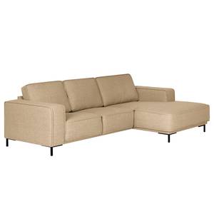 Hoekbank Malebo met chaise longue Gerecycleerde structuurstof Gesa: Beige - Longchair vooraanzicht rechts