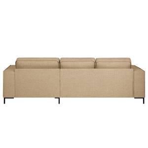 Hoekbank Malebo met chaise longue Gerecycleerde structuurstof Gesa: Beige - Longchair vooraanzicht rechts