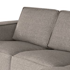 Ecksofa Malebo mit Longchair Recycelter Strukturstoff Gesa: Grau - Longchair davorstehend rechts