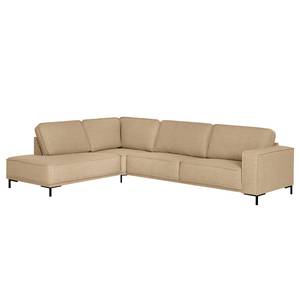 Ecksofa Malebo mit Ottomane Recycelter Strukturstoff Gesa: Beige - Ottomane davorstehend links