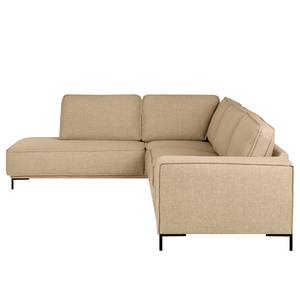 Ecksofa Malebo mit Ottomane Recycelter Strukturstoff Gesa: Beige - Ottomane davorstehend links