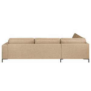 Ecksofa Malebo mit Ottomane Recycelter Strukturstoff Gesa: Beige - Ottomane davorstehend links