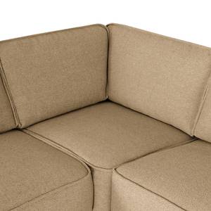 Ecksofa Malebo mit Ottomane Recycelter Strukturstoff Gesa: Beige - Ottomane davorstehend links