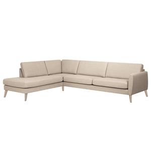 Ecksofa Tuena mit Ottomane Webstoff Inas: Cappuccino - Ottomane davorstehend links