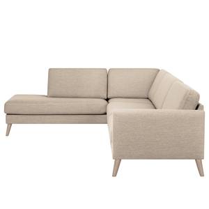 Ecksofa Tuena mit Ottomane Webstoff Inas: Cappuccino - Ottomane davorstehend links