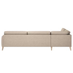 Ecksofa Tuena mit Ottomane Webstoff Inas: Cappuccino - Ottomane davorstehend links