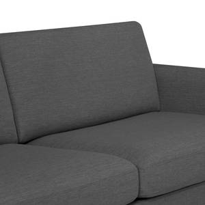 Ecksofa Tuena mit Ottomane Webstoff Inas: Basalt - Ottomane davorstehend links