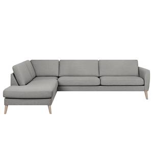 Ecksofa Tuena mit Ottomane Webstoff Inas: Platin - Ottomane davorstehend links