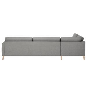 Ecksofa Tuena mit Ottomane Webstoff Inas: Platin - Ottomane davorstehend links