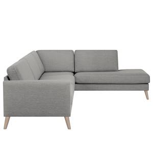 Ecksofa Tuena mit Ottomane Webstoff Inas: Platin - Ottomane davorstehend rechts