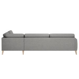 Ecksofa Tuena mit Ottomane Webstoff Inas: Platin - Ottomane davorstehend rechts